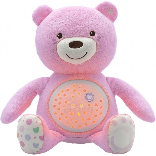 Ourson projecteur Baby Bear rose First Dreams