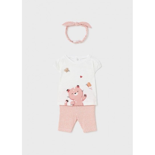Ensemble 3 pièces avec bandeau abricot 2-4 mois