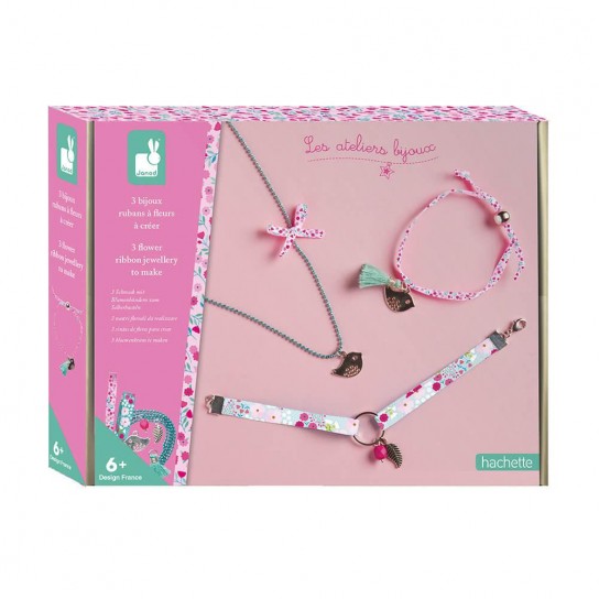 Kit créatif 3 bijoux rubans à fleurs à créer
