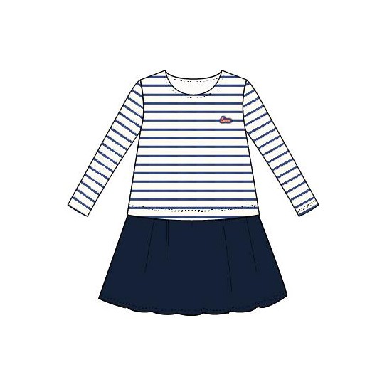 Robe fond naturel raye indigo 6 ans