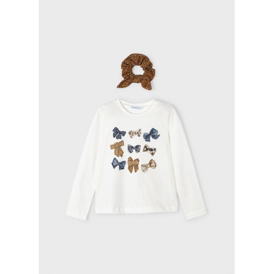 Tee shirt ML elastique écru indigo 8 ans
