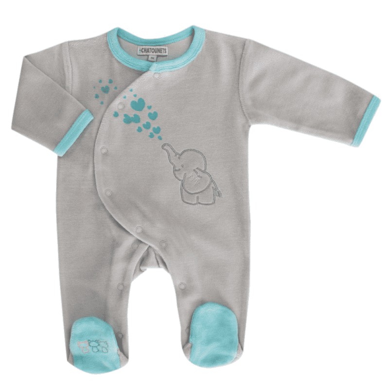 Pyjama Coeur Bleu 1 mois - Mon Bébé Calin
