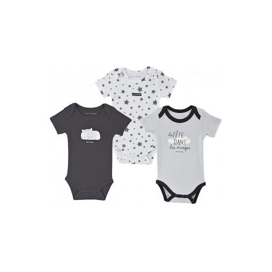 Lot de 3 bodies mches courtes 6 mois