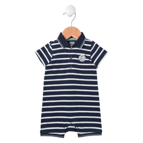 Combicourte garçon indigo rayé naturel 12 mois