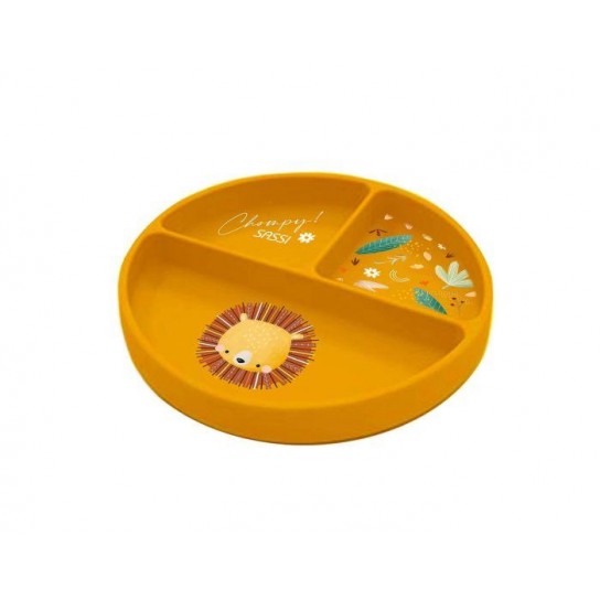 Assiette plate en silicone Chompy le lion