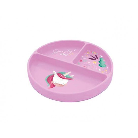 Assiette plate en silicone Sparkly la licorne