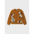 Pull en intersia petit chien camel 5 ans