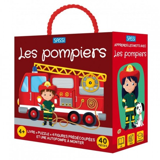 Coffret livre et puzzle Les pompiers