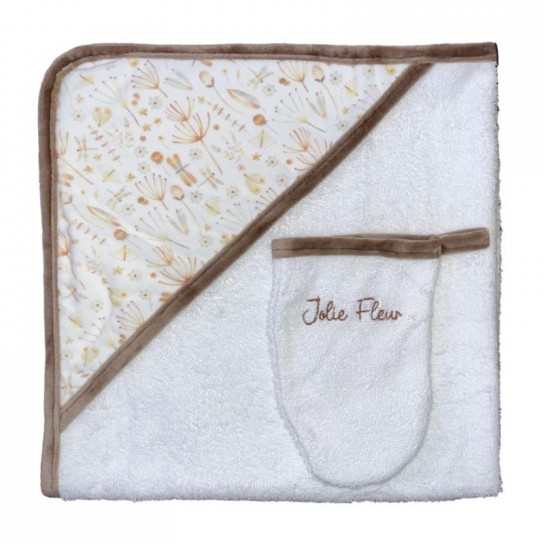 Sortie de bain + Gant Fleurs Sortie de bain + Gant Fleurs