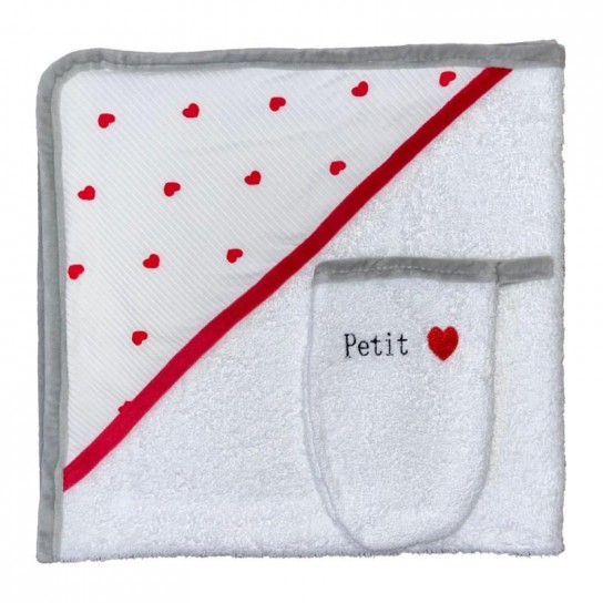 Sortie de bain + gant Coeur Sortie de bain + gant Coeur