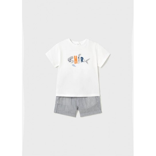 Ensemble tee shirt et bermuda requin bleu 3 ans