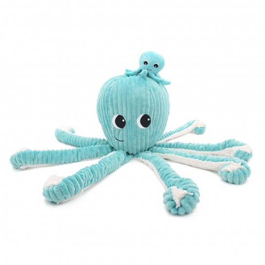 Peluche géante Les ptipotos pieuvre et son bébé Filou aqua