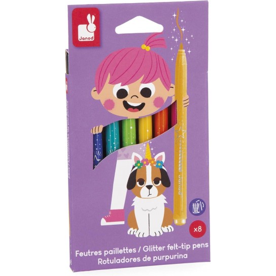 8 feutres pailletés