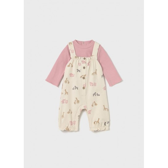 Ensemble salopette imprimée rose 2-4 mois