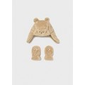 Ensemble bonnet et moufles ourson 3 ans