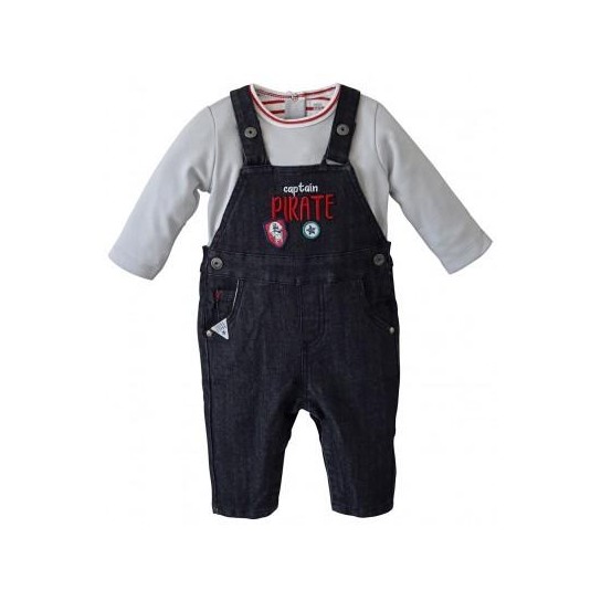 Salopette + tee shirt ML Baptistin 3 mois