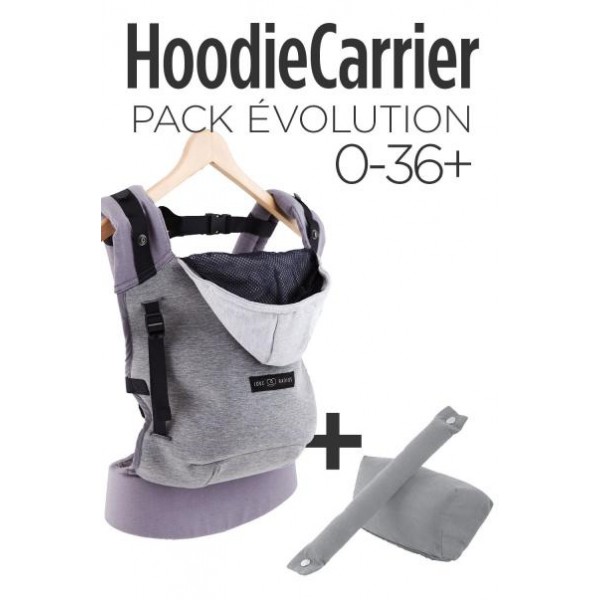 Porte Bebe Avec Kit D Extension Hoodie Carrier Gris Flanelle Mon Bebe Calin