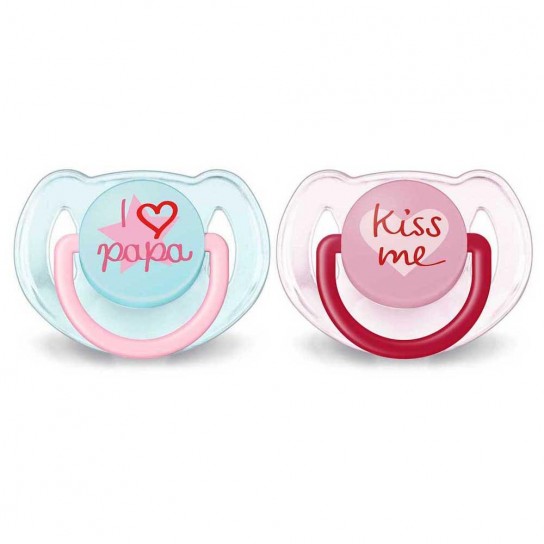 Lot de 2 sucettes orthodontiques classique Love Girls 6-18 mois