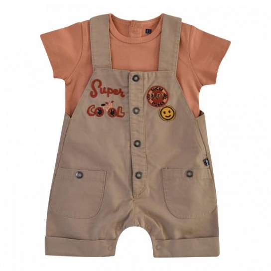 Salopette et tee shirt ernest beige 18 mois