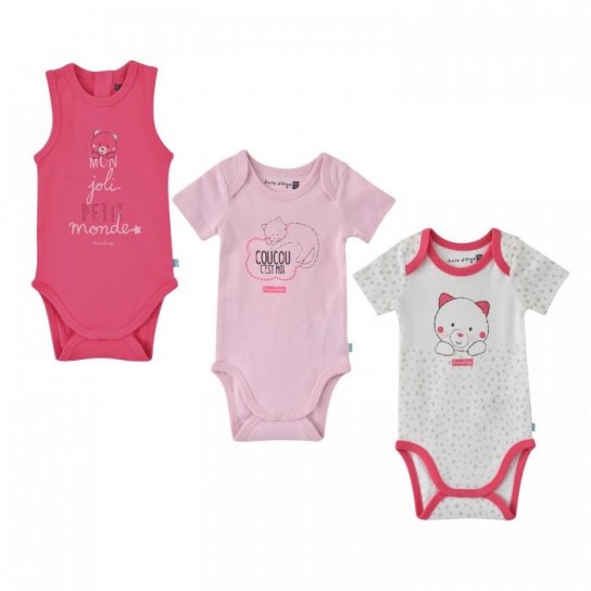 Lot de 3 bodies Elma fuchsia 24 mois